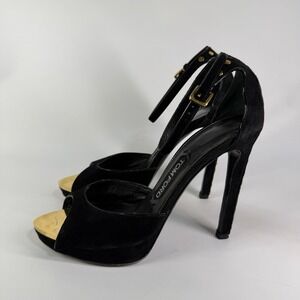 Tom Ford Vintage 120mm Suede Platform Strap Peep Toe Heels Womens 7.5 37.5 Gucci